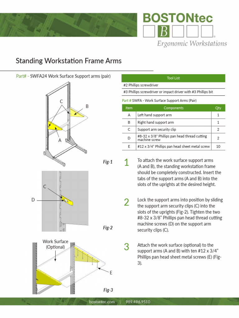 SWFA24 Work Surface Support Arms Guide | PDF | Screw | Mechanical ...
