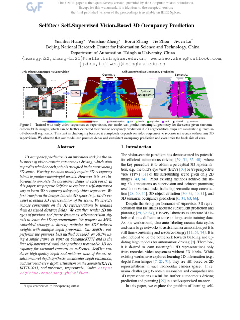 Self-Supervised 3D Occupancy Prediction | PDF | Computer Vision