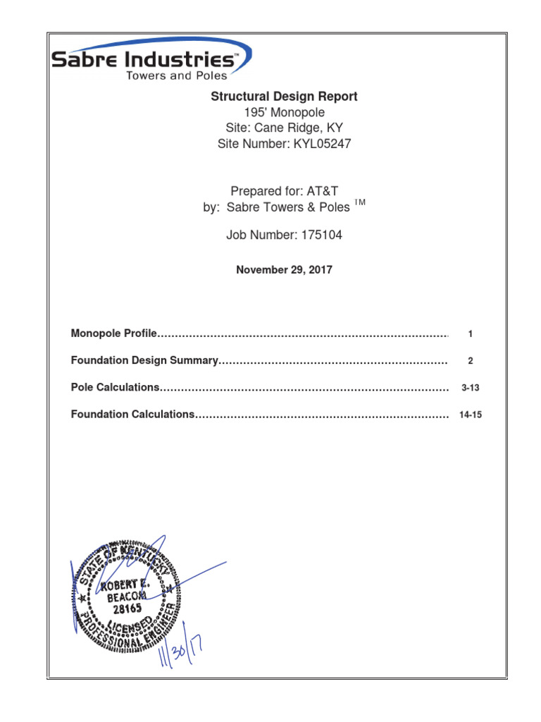 Cane Ridge Tower and Foundation Drawings | PDF