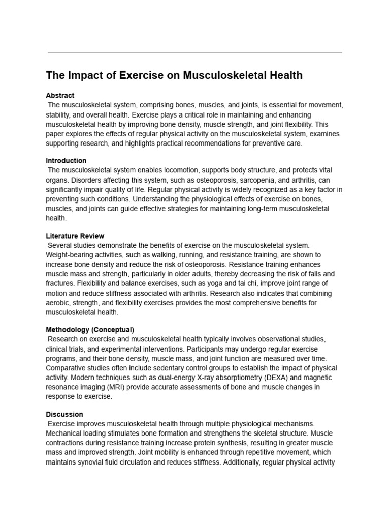 Exercise Benefits for Musculoskeletal Health | PDF | Human ...