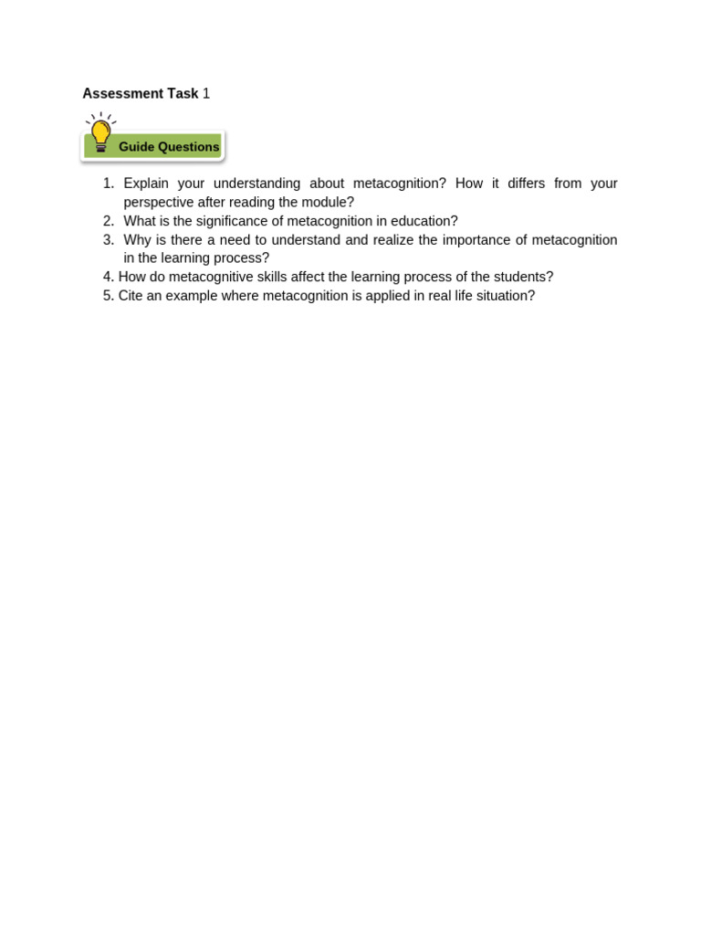 Understanding Metacognition in Education | PDF