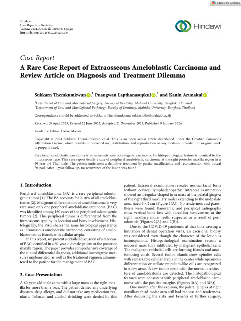 Case Reports in Dentistry - 2024 - Themkumkwun - A Rare Case Report of ...