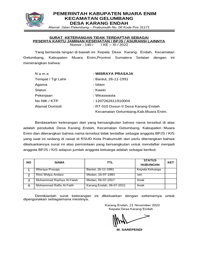 Surat Keterangan Aja | PDF