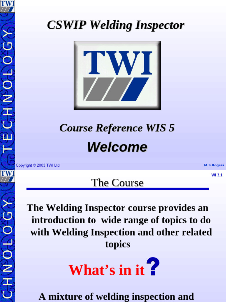 CSWIP Welding Inspector Course Overview | PDF | Welding | Construction