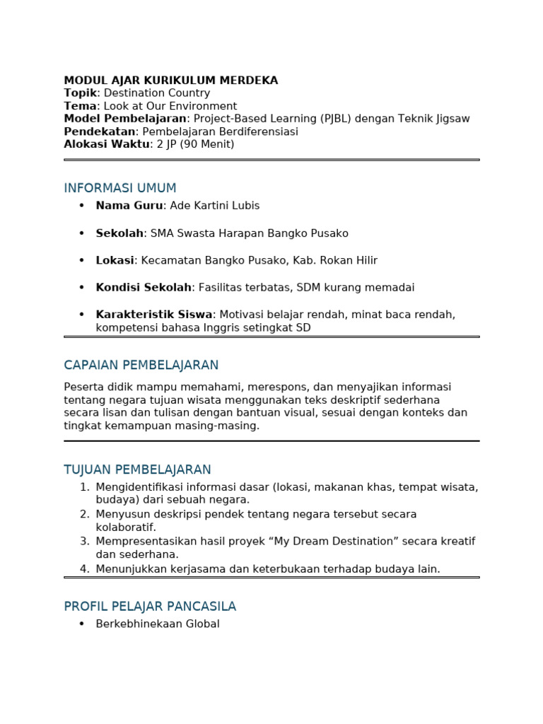 Modul Destination Country | PDF