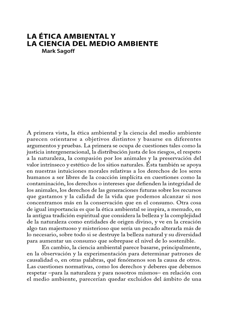 Ética y Ciencia en el Medio Ambiente | PDF | Entorno natural | Immanuel ...