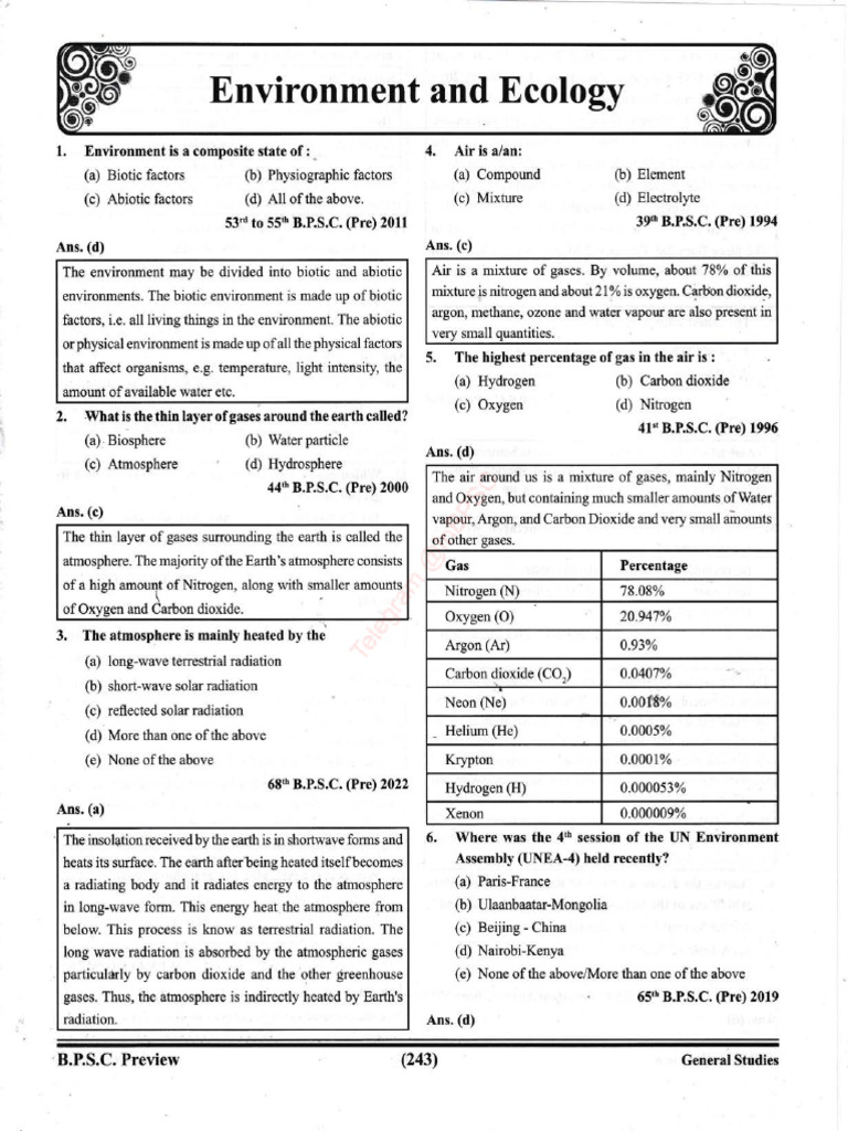 Environment and Ecology Overview | PDF | Atmosphere Of Earth | Natural ...