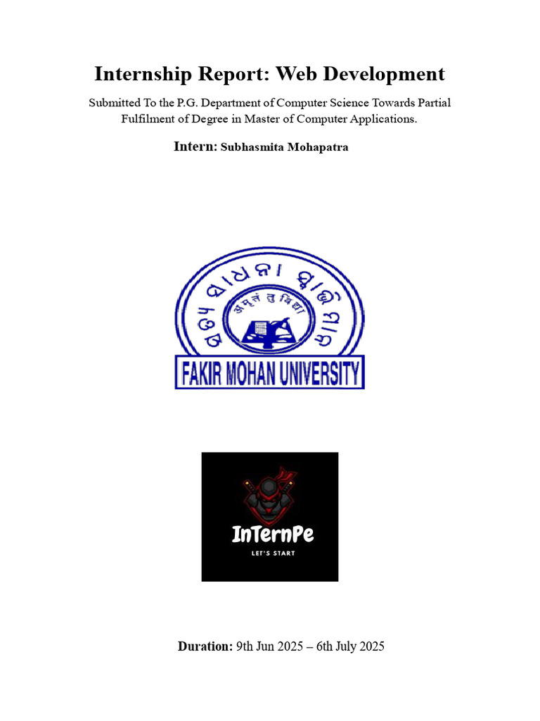 Web Development Internship Report | PDF | Document Object Model ...