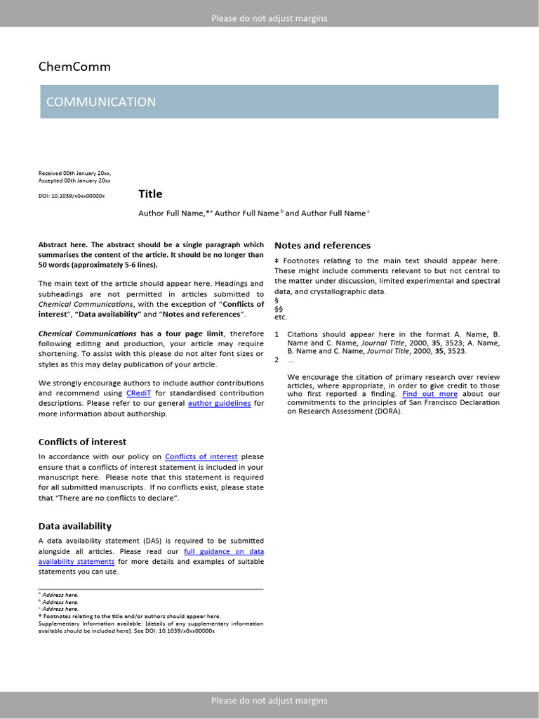 ChemComm Author Guidelines and Template | PDF | Abstract (Summary ...