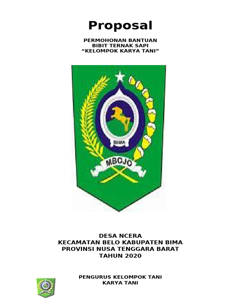 Proposal Bantuan Bibit Ternak Sapi Bima | PDF