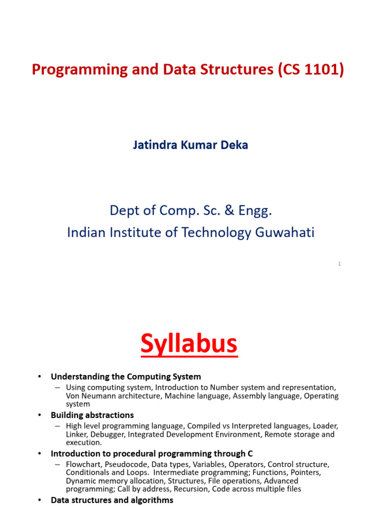 CS 1101: Programming & Data Structures | PDF | Programming | Computer ...