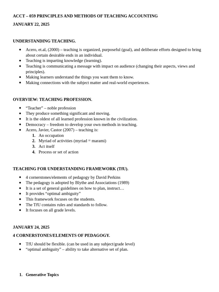 Teaching Accounting: Principles & Methods | PDF | Pedagogy | Learning