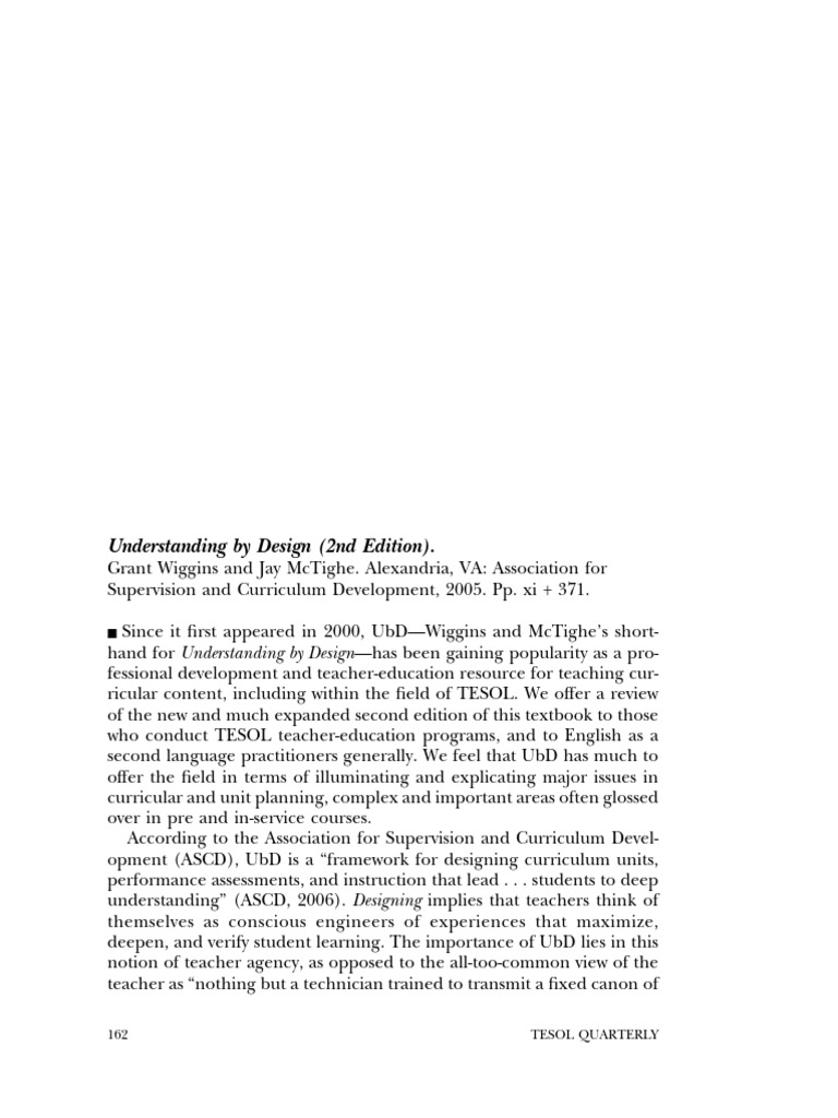 Review of Understanding by Design for TESOL | PDF | English As A Second ...