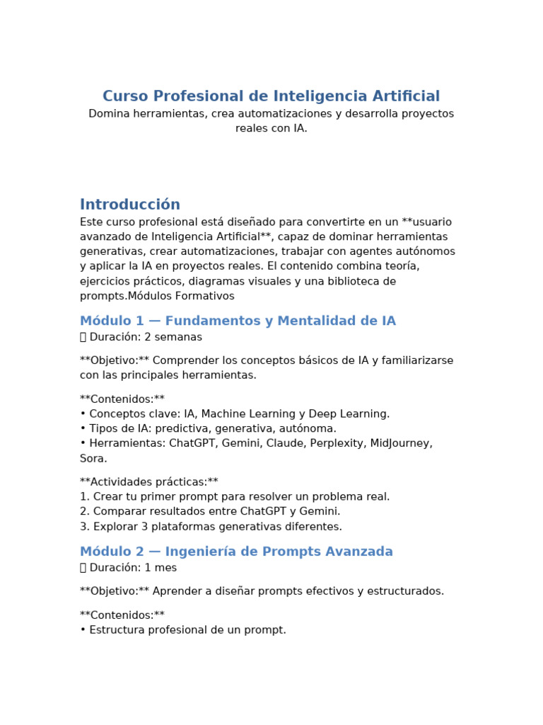 Curso Profesional IA Interactivo | PDF | Inteligencia artificial ...