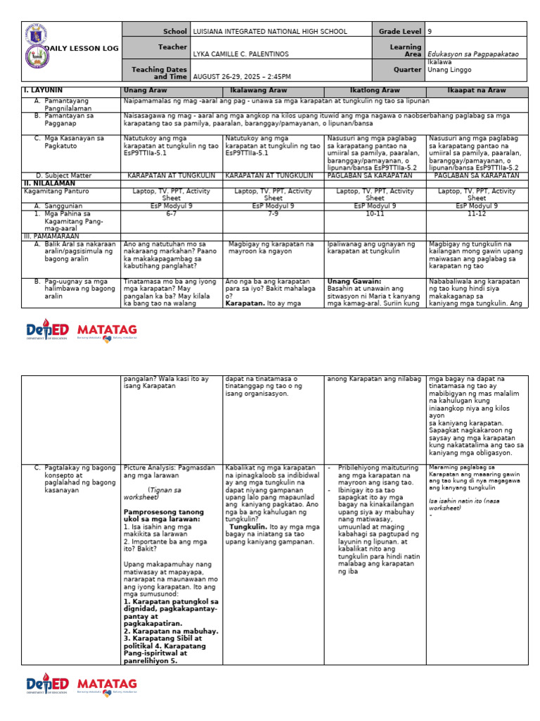 Esp9 DLL q2 w1 Final | PDF