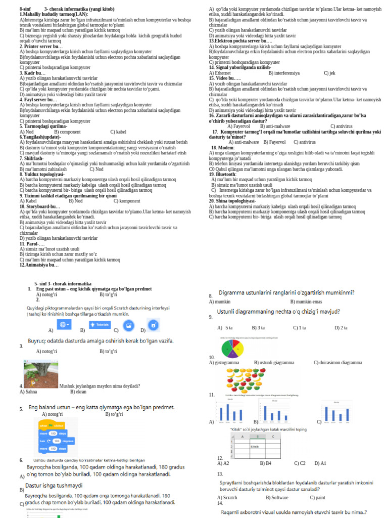 5, 8-9sinf 3 - Chorak Test | PDF