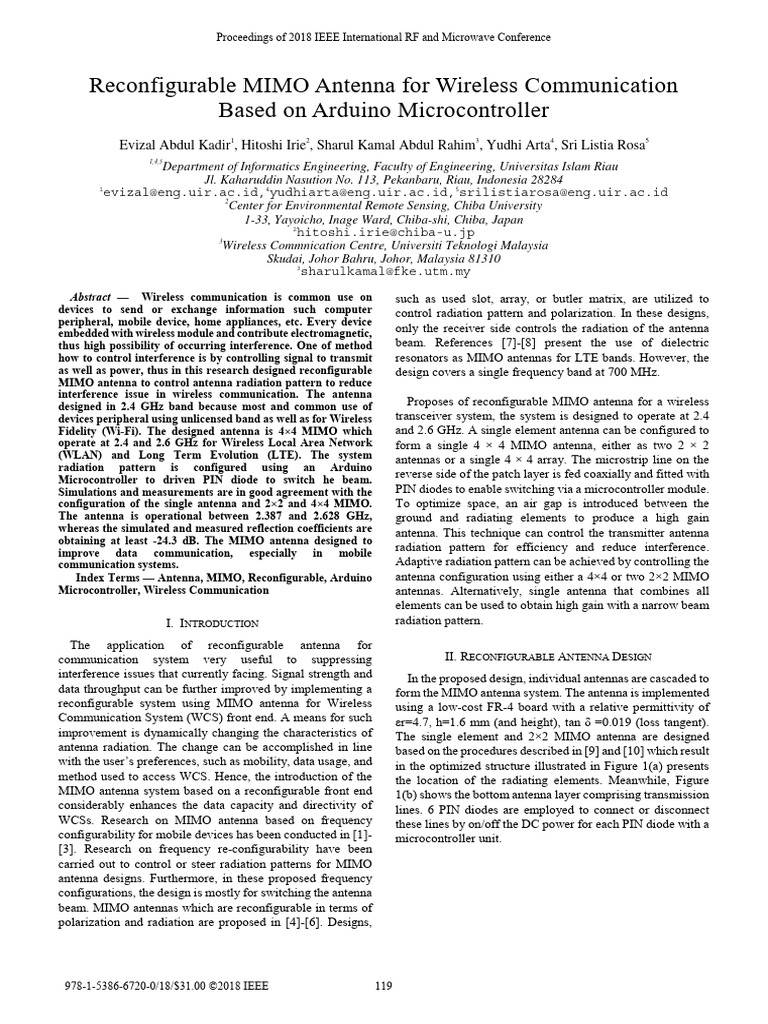 Reconfigurable MIMO Antenna Design | PDF | Mimo | Antenna (Radio)