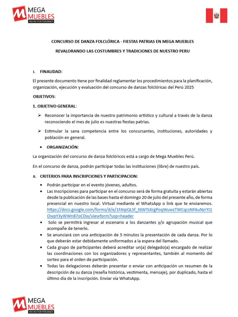 Concurso de Danza Folclórica 2025 en Perú | PDF | Bailes | Ritmo