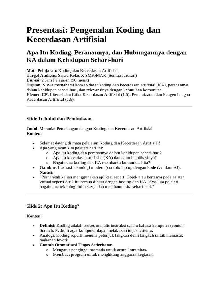 Pengantar Koding Dan Kecerdasan Artifisial | PDF