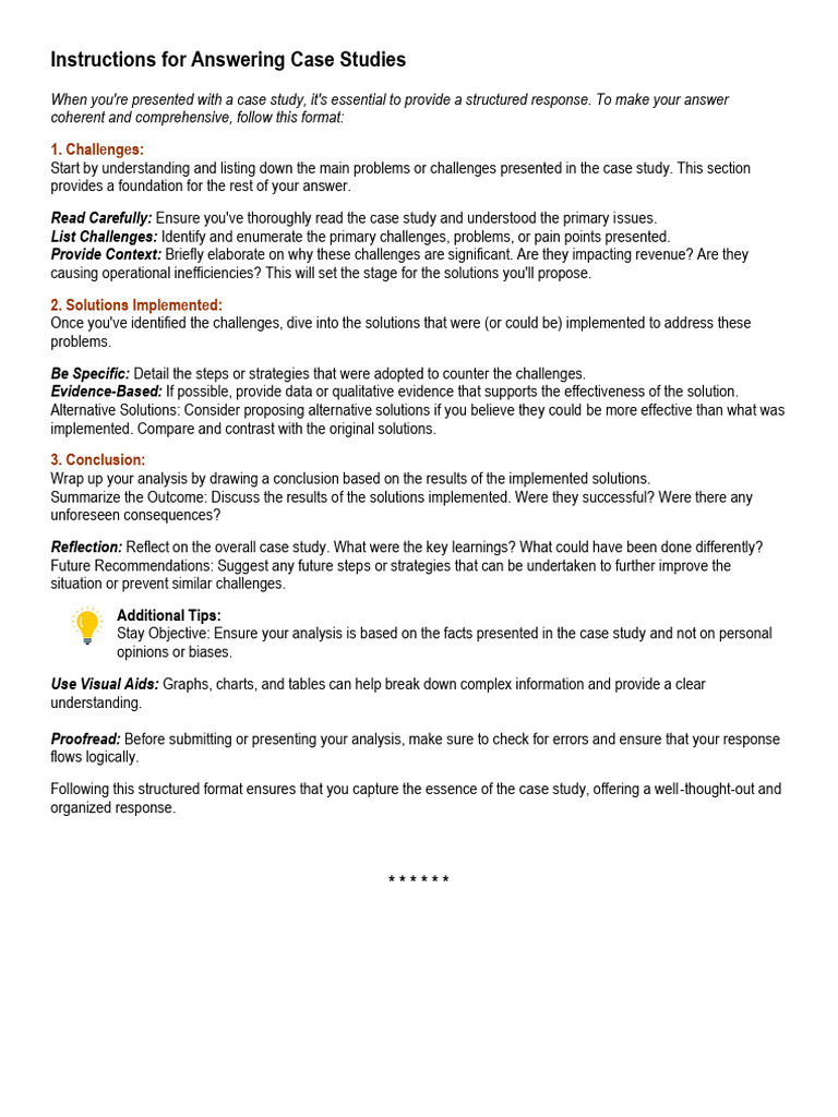 Case Study Response Guidelines | PDF