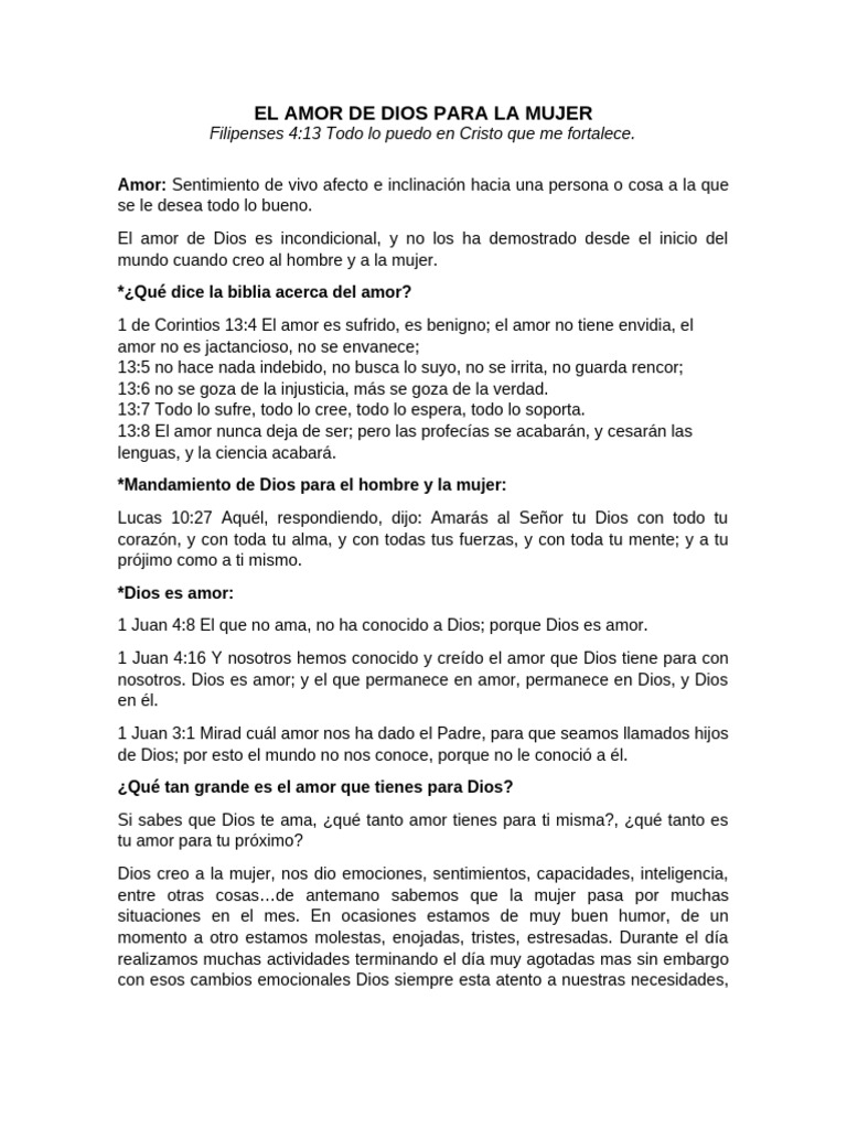 Amor de Dios para la Mujer: Fortalezas y Fe | PDF | Amor | Cristo (título)