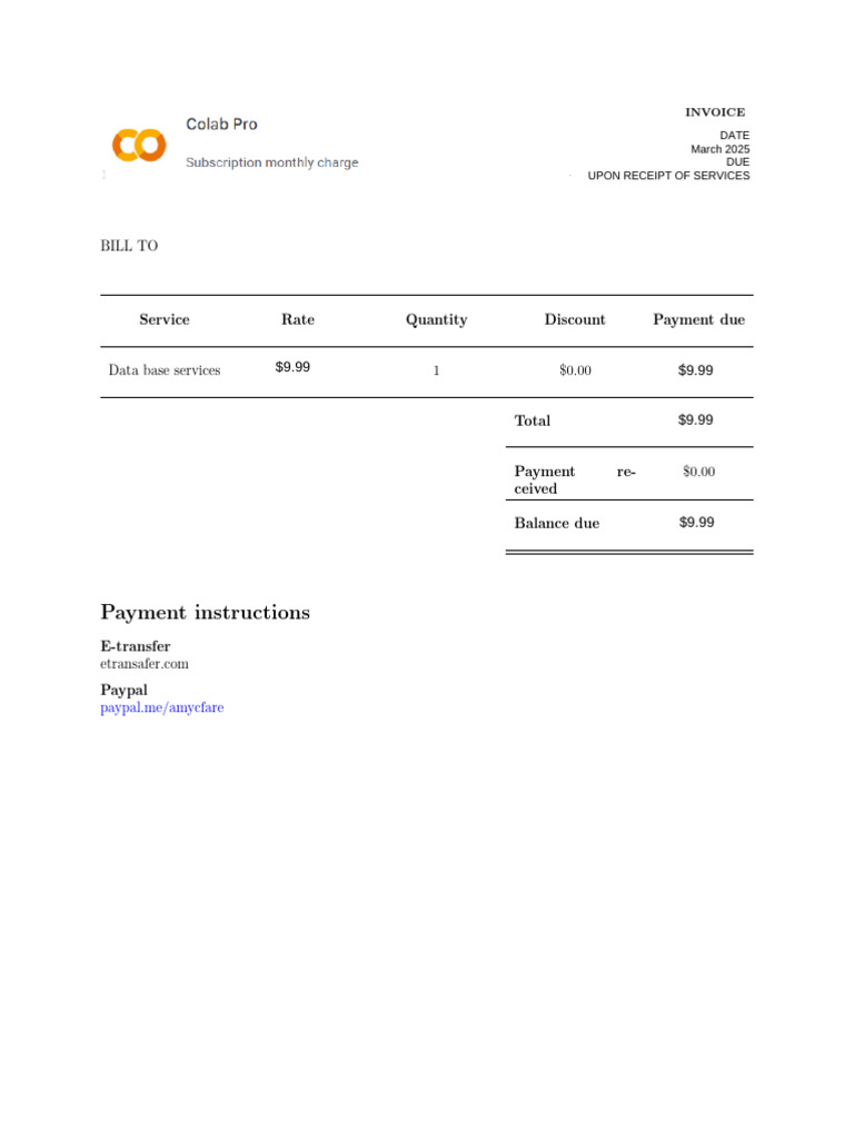MongoDB Invoice for Database Services | PDF