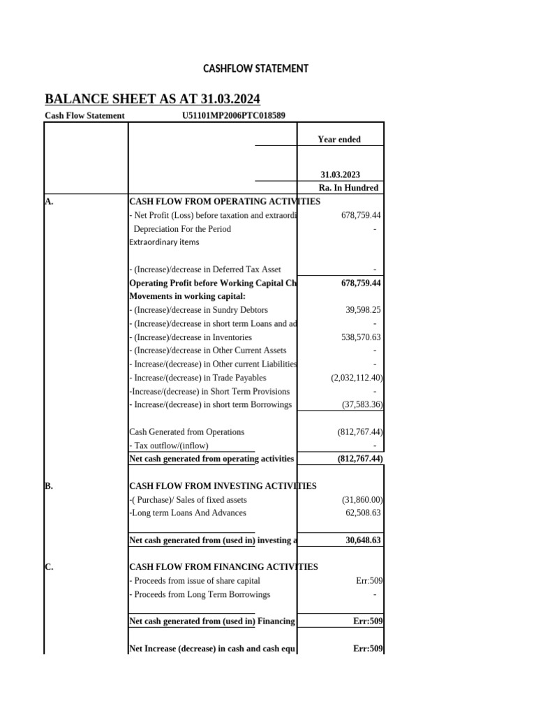 Cashflow | PDF | Cash Flow Statement | Money
