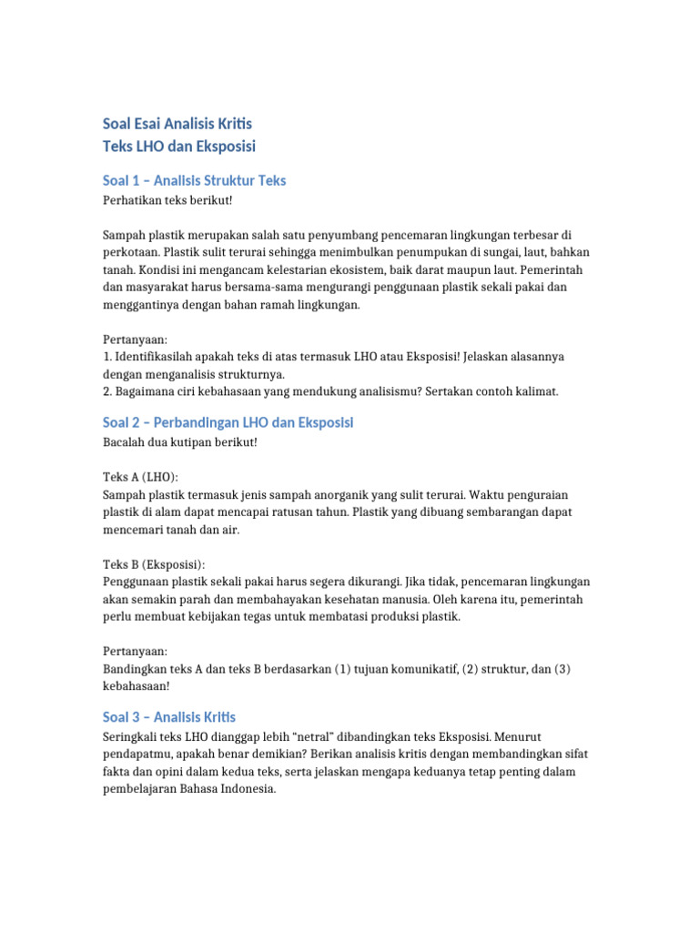Analisis Teks LHO dan Eksposisi | PDF
