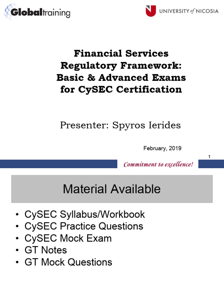CySEC Advanced EXAM Course - Feb 2019 | PDF | Board Of Directors | Risk
