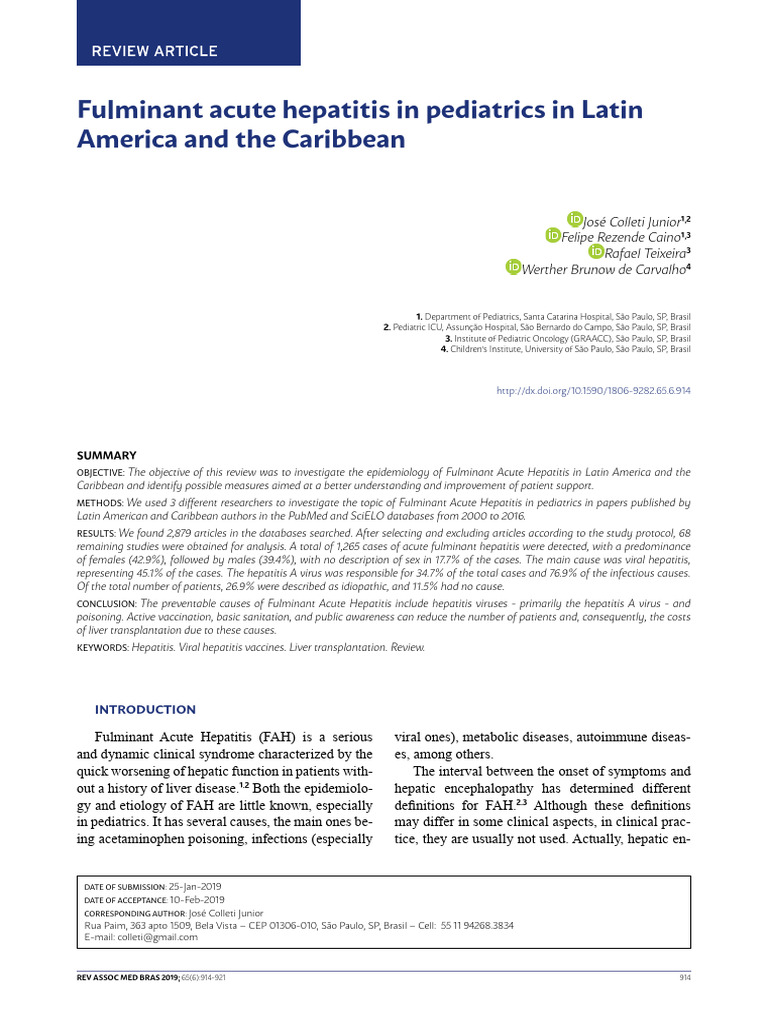Pediatric Fulminant Hepatitis in LATAM | PDF | Hepatitis | Human ...