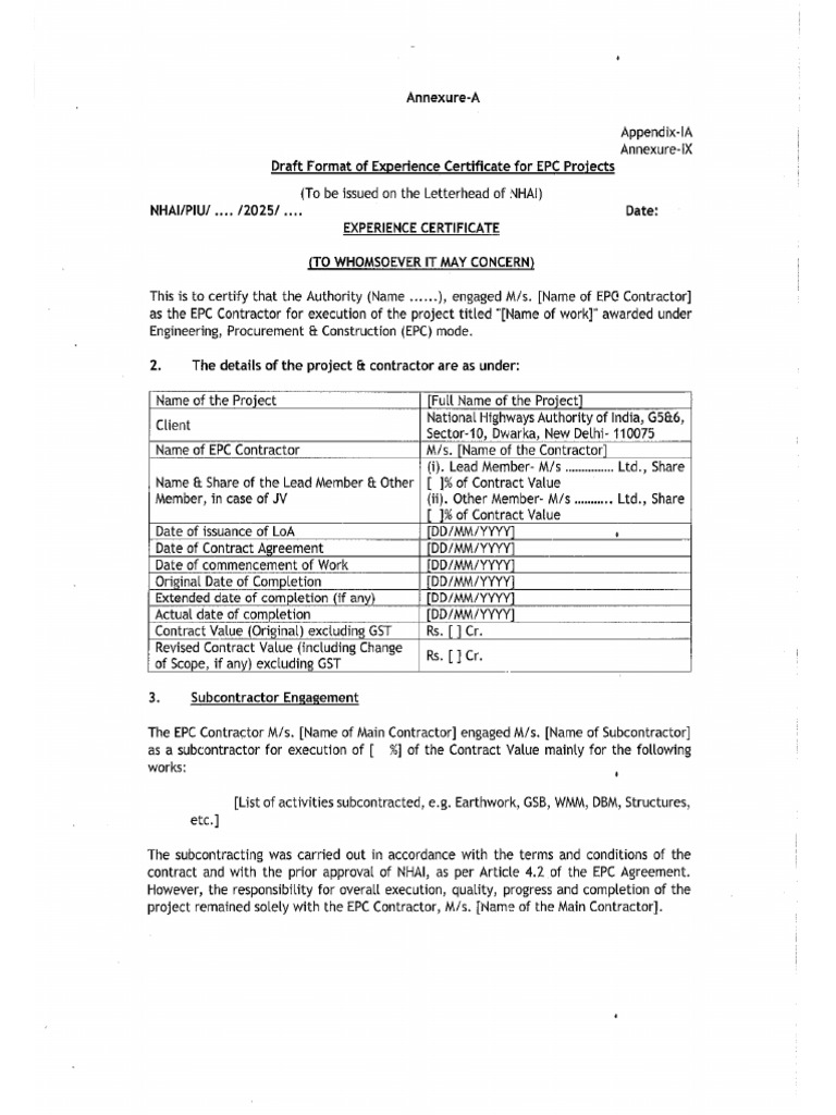 Experience Certificate Format | PDF
