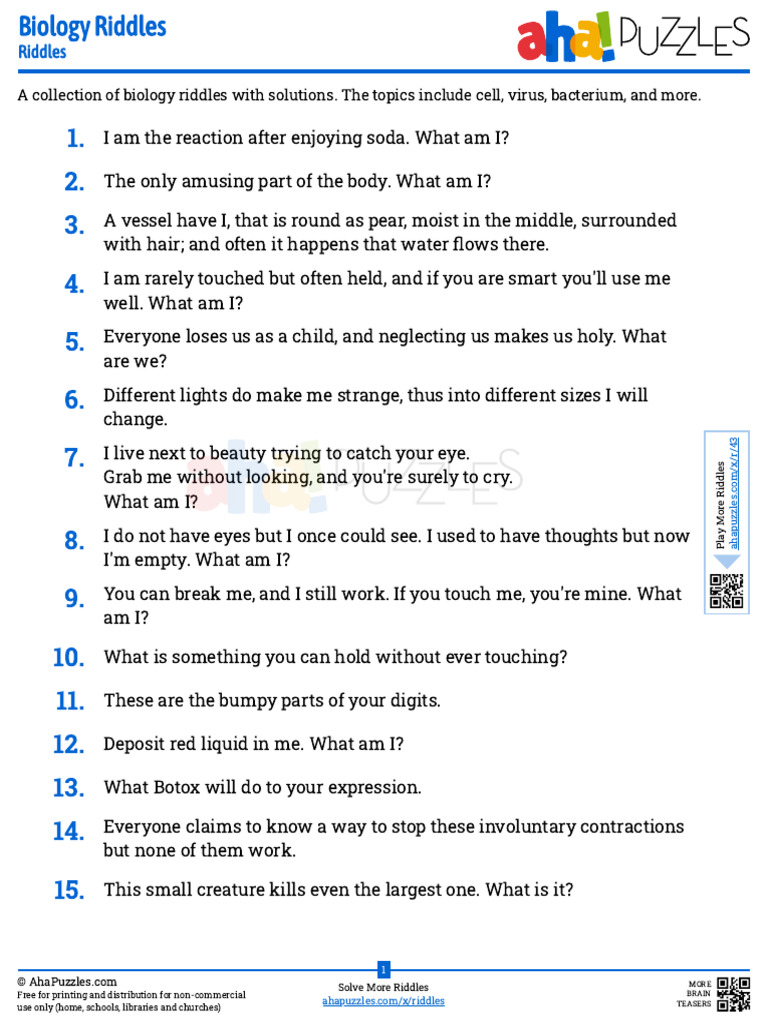 Engaging Biology Riddles Collection | PDF