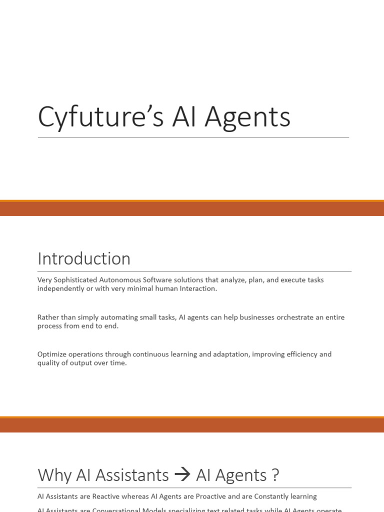 Cyfuture's Advanced AI Agents Overview | PDF | Artificial Intelligence ...