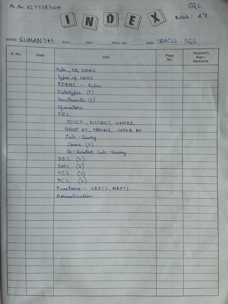 Oracle SQL Notes | PDF