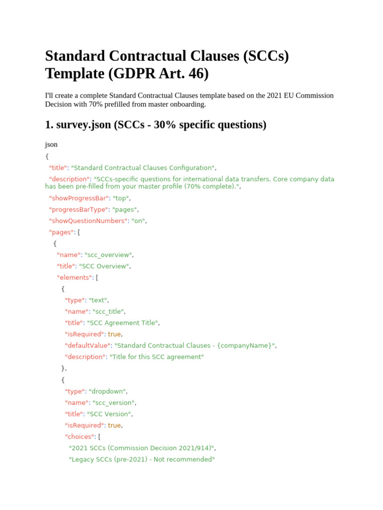 SCCs Template for GDPR Compliance | PDF | Information Technology |  In