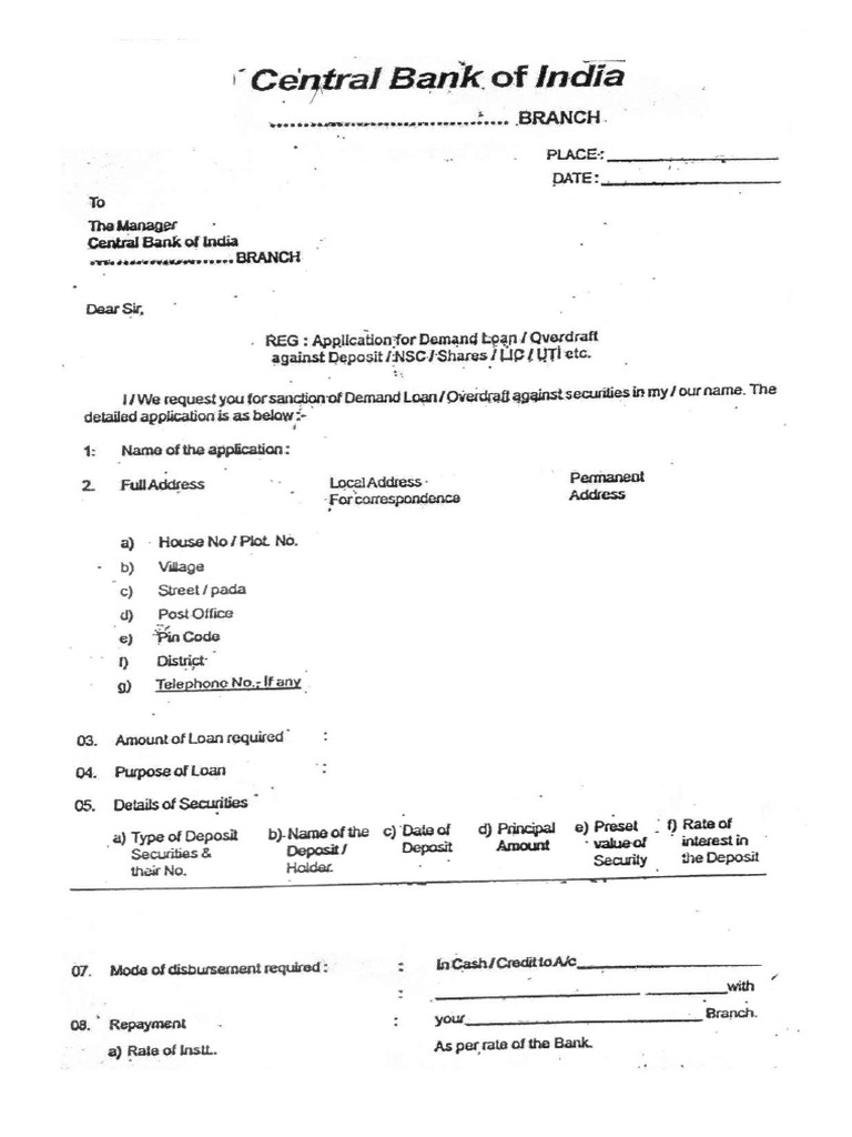 Demand Loan Form | PDF