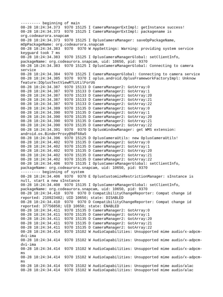 Camera Manager Log Analysis | PDF | Computing | Software