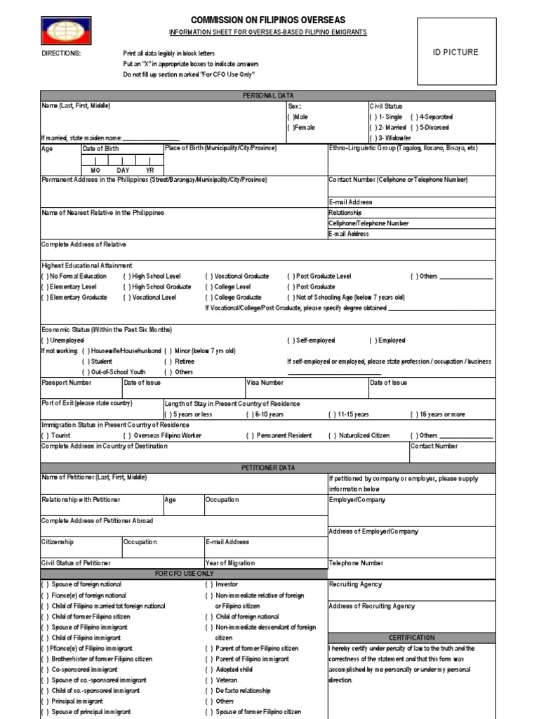 Overseas Based Emigrant Form | PDF