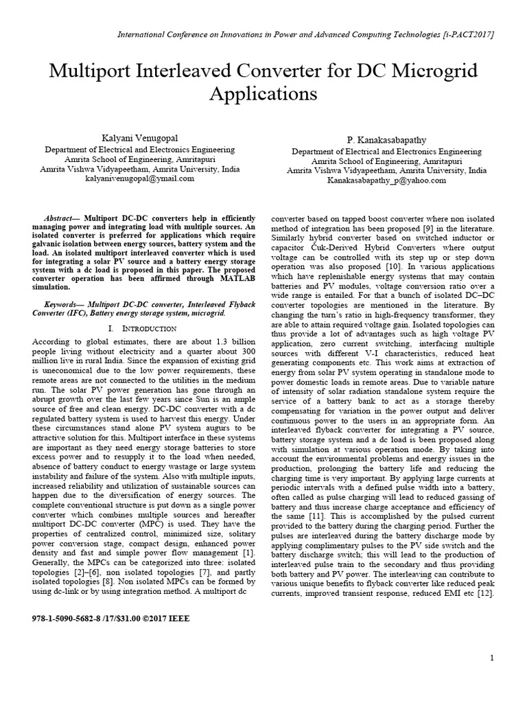Multiport Interleaved Converter for DC Microgrids | PDF | Electricity ...