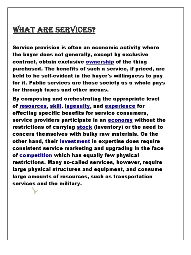 An Analysis of Basic Service Models: Telecommunications, Medical Care ...