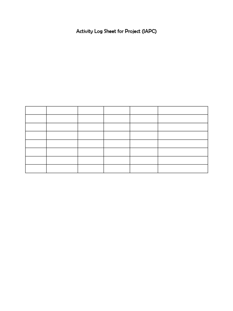 Activity Log Sheet For Project | PDF