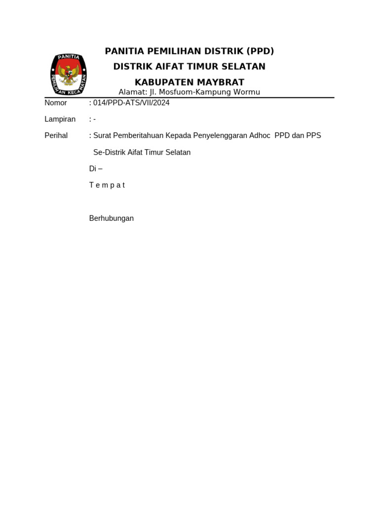Pemberitahuan PPD dan PPS Aifat Timur Selatan | PDF