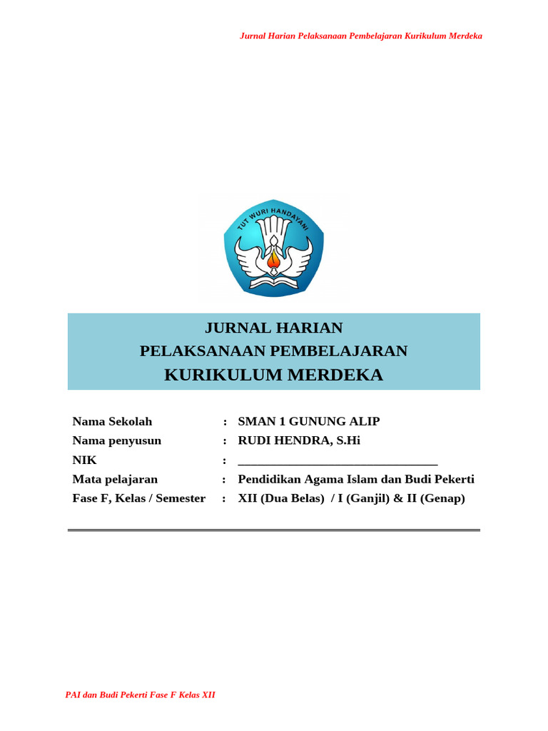 Jurnal Pembelajaran PAI Kelas XII Merdeka | PDF