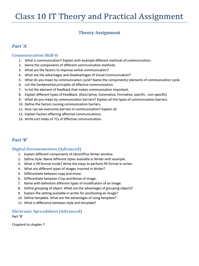 Class 10 IT Assignment Overview | PDF | Communication | Computing