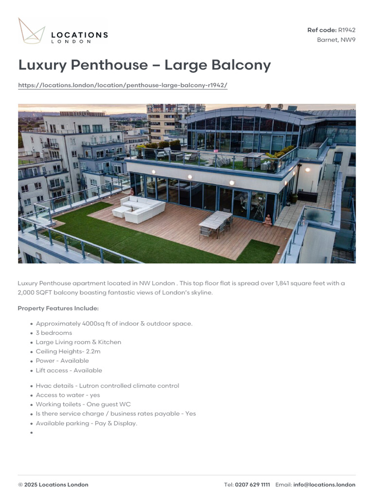 Luxury Penthouse - Large Balcony: Ref Code | PDF