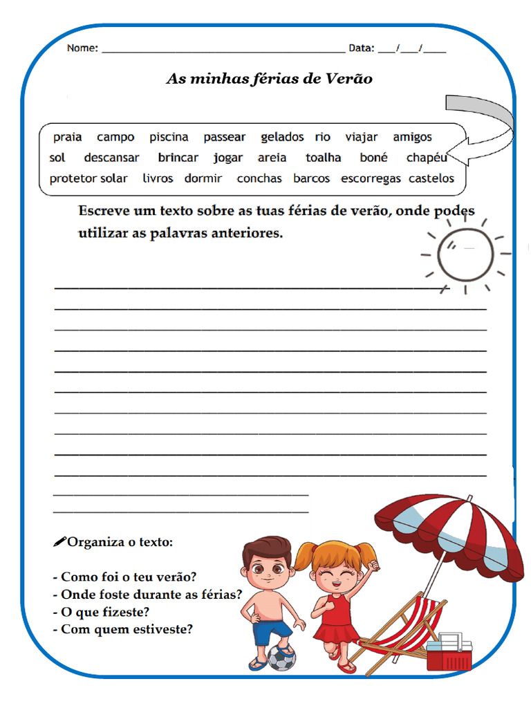 Férias de Verão - Palavras Do Campo Lexical | PDF