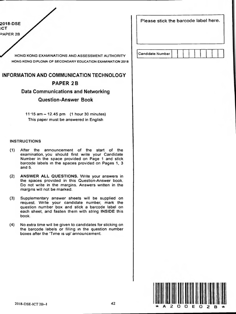 DSE ICT Paper 2B 2018 Exam Guide | PDF | Computer Network | Ip Address