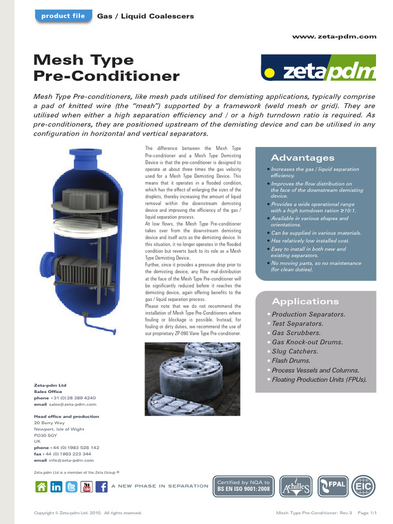 Mesh Type Pre-Conditioner Benefits | PDF | Liquids | Mechanical Engineering
