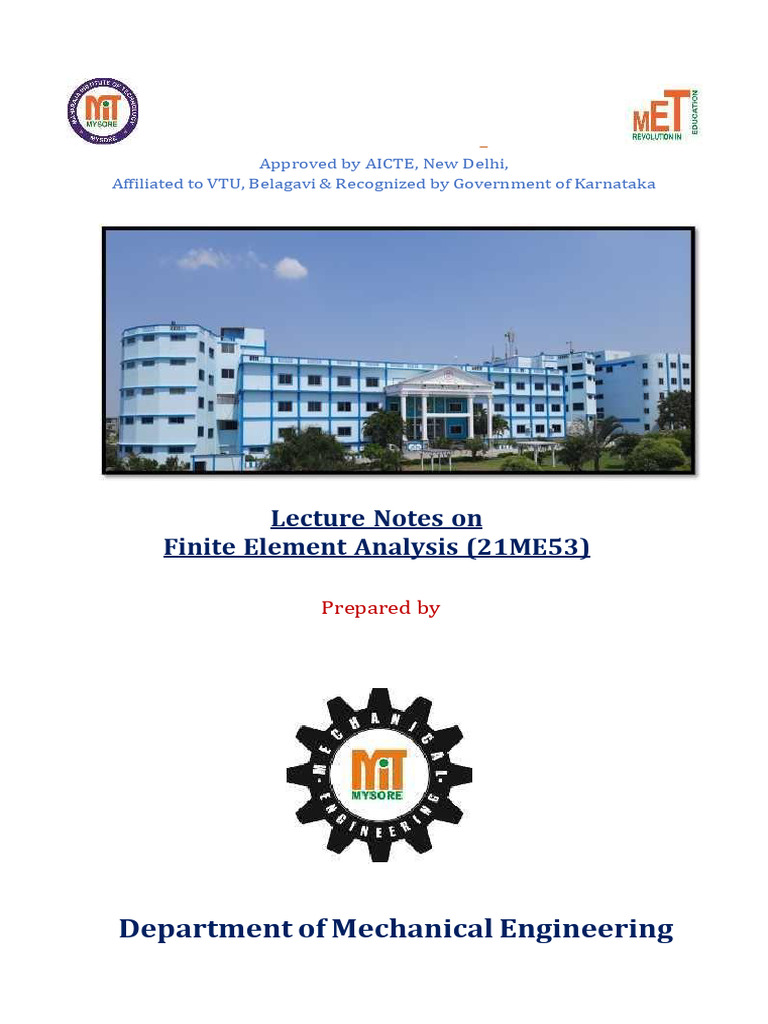 Finite Element Analysis - 21ME53 | PDF | Mechanics | Applied And ...
