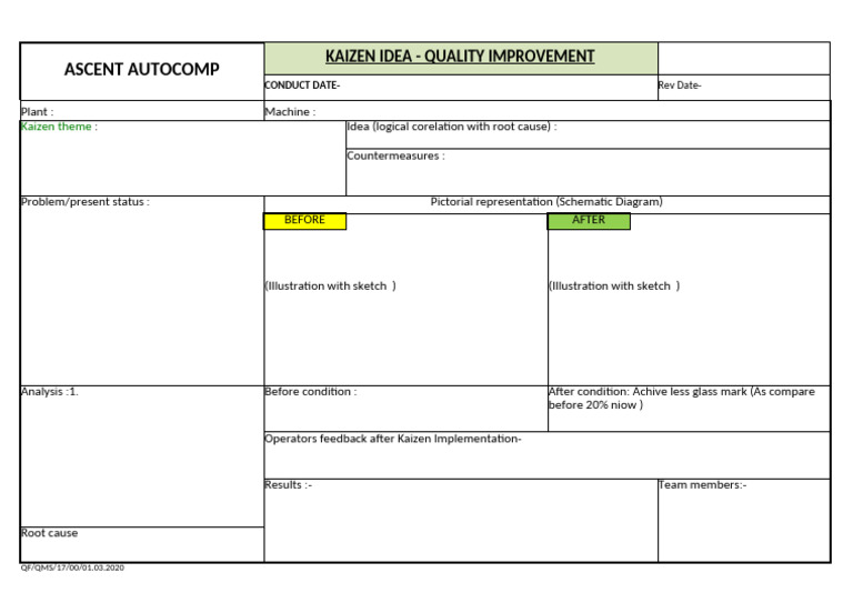 QF QMS 17 Kaizen Format | PDF